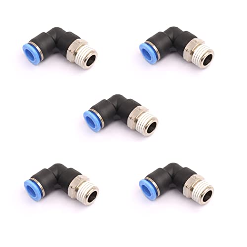 CEKER 8mm Tubing x 1/8" Npt Male Thread Elbow 90 Degree Push to Connect Fittings Air Fittings Pneumatic Quick Connect Fitting Airlines Push In Connectors Tube Fittings 5Packs - size: 8MM X 1/8" MNPT