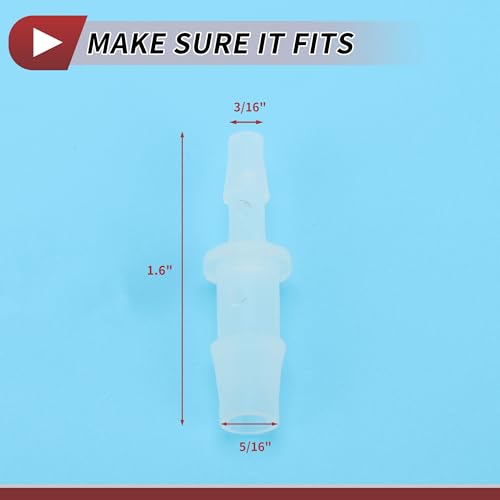 5 Pcs Aquarium Plastic Hose Barb Fitting 3/16" to 5/16" Hose ID Connectors Clear Plastic - size: 3/16"-5/16"