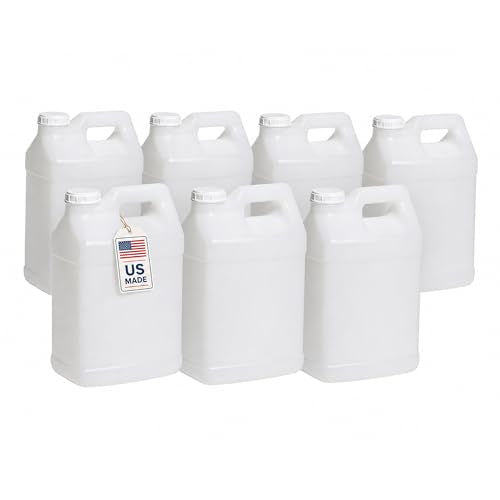 FastRack 2.5 Gallon Water Jug (Pack of 7) w/ 1 Black Rubber Cap Gripper | Reusable Plastic Jug with lid for Liquids | Heavy-Duty Water Container for Storage, Camping | BPA-Free Gallon Jugs with Lids - size: 7 Pack