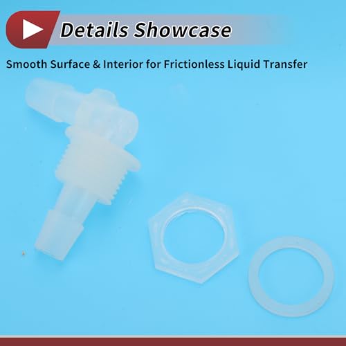 1 Set Aquarium Plastic Hose Barb Fitting 3/8" Hose 90 Degree Elbow Connectors Aquarium Tank Air Pump Clear PP - size: 3/8"-G1/2