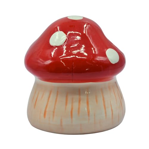 Ceramic Fish Tank Decor, Mushroom House Aquarium Decorations, Cute Betta Bed Tank Ornament, Shrimp Toad House for Goldfish, Cichlid, Betta Sucker Fish Hideout Cave - Red - color: Red