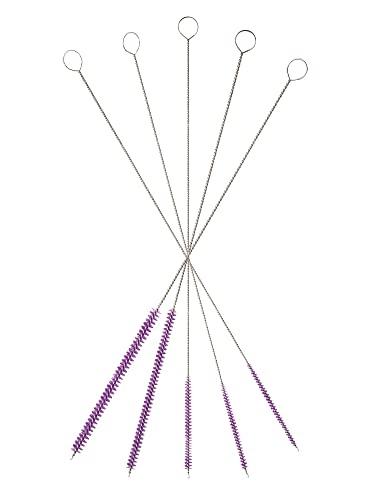 10" Tube Brush Set - 5-Pack Small Detail Cleaners Purple | Anti-static durable nylon bristles, Flexible wire reaches tight cracks, Safely clears dust from keyboards and cooling fans - color: Purple, size: Small 5 Pack (2mm 3mm 4mm 5mm 6mm)