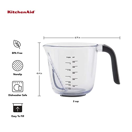 KitchenAid Universal Easy View Angled Measuring Cup, Medium, Clear with Black Handle - color: Black, size: Medium, style: Angled