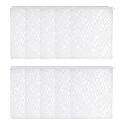 Aquarium Filter Media Bags, Fish Tank Fine Mesh Bag with Zipper Reusable Versatile 10 x 8 Inch, (White, 10Pcs), Intended for Fish Tank/Aquarium/Pond/Activated Carbon/Ceramic Rings - color: white, size: 10 x 8 in