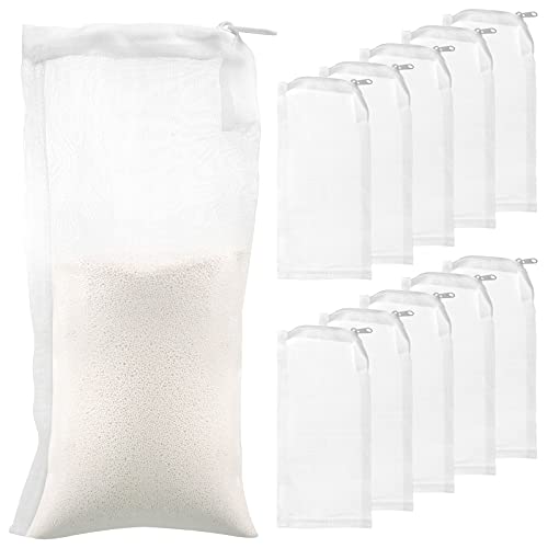 Tegeme 10 Pieces Small Aquarium Filter Media Bags with Zipper 3 x 8 Inch 150 Micrometre Fine Mesh Filter Media Bags for Fish Tank Activated Carbon Charcoal Fresh or Saltwater Tanks