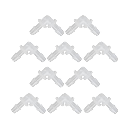 SUNGOOYUE Plastic Fitting 90 PE Elbow Hose Connector 6.4mm Same Diameter Tube Fitting for Pump Tube and Silicone Fish Tank Hose Connection Antiscratch Antirust (6.4mm) - size: 6.4mm