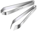 2 Pieces Fish Bone Tweezers, Stainless Steel Flat and Slant Tweezers Pliers Remover Tool (4.6")