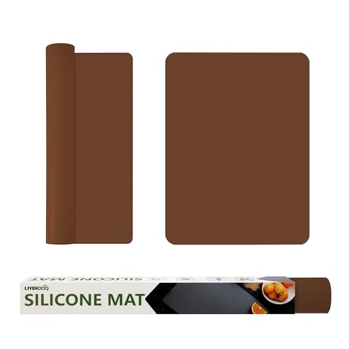 Silicone Mat for Kitchen Counter, Silicone Mat Trimable to Size (Brown, 15.7×11.8inch-2pcs), BPA-Free Silicone Placemat, Heat-Resistant NonSlip Table Mat for Air Fryer, Countertop Protector Mat - color: Brown, size: (M1 - 15.7''x 11.8‘’x 0.04'')