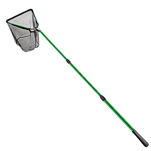 Fiblink Folding Aluminum Fishing Landing Net Fish Net with Extending Telescoping Pole Handle - style: Green:59-118 Inches (Extend Length)