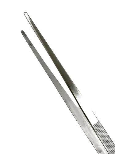Jumbo Tweezers - 24 Inches Long Thumb Dressing Forceps with Serrated Tips, Straight, Aquascaping, Reptile Feeding, Crafts, Tissue Handling Forceps