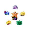 6 Pcs Mini Fish Tank Landscaping, 1.2''Lx0.9''Wx0.7''H Aquarium Decorations, Aquatic Grass Starfish Fish Shrimp Set Package, Micro Landscape