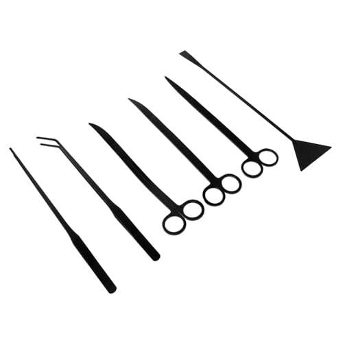 Kisangel 1 Set Aquarium Trimmer Tools Kit: Aquatic Plant Aquascaping Tool - Metal Tweezers Scissors Spatula Supply for Plants Clean