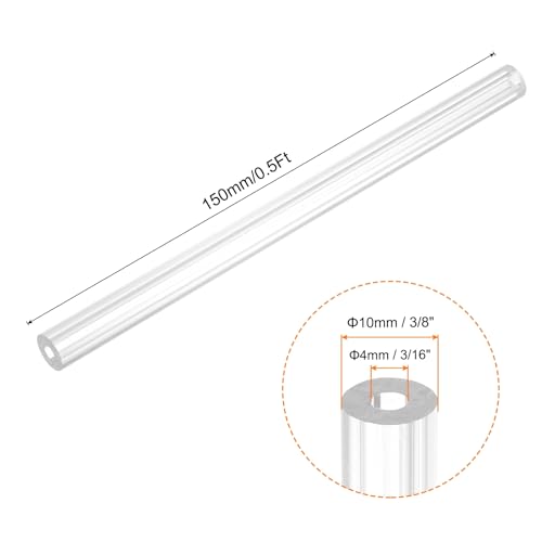 uxcell Rigid Round Clear Tubing 4mm(3/16") ID x 10mm(3/8") OD x 0.5Ft(150mm) Length Plastic Tube - size: 4mm x 10mm x 150mm