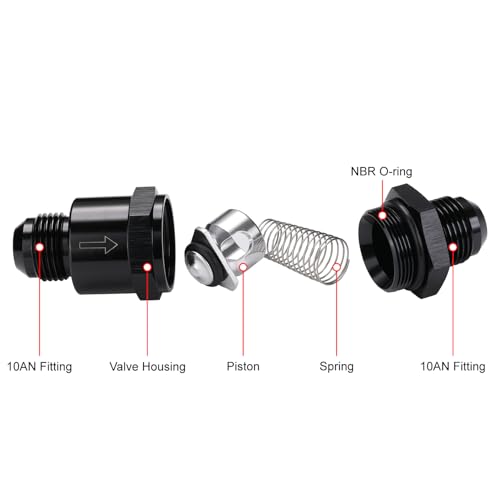 10AN Non Return One Way Inline Check Valve Fitting Aluminum Black - size: 10AN