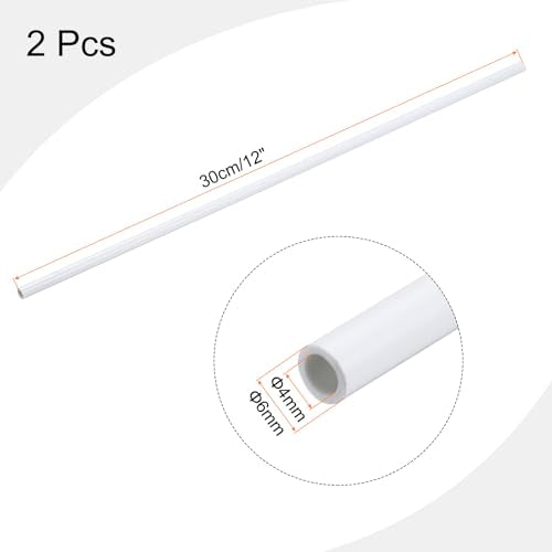 MECCANIXITY 2Pcs 0.24 Inch PVC Rigid Tube Round Pipe 4mm ID 6mm OD 12" High Impact for Water Pipe, Aquarium, Fish Tank, Greenhouse Garden, White - color: White, size: 4mm x 6mm