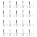 100 Pack Cable Clips, 8 mm White Flat Ethernet Wire Clips, Coax Cable Wall Clip, Cord Clips for Wires on Wall, Cord Management (100)