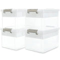 Citylife 17 QT Storage Box with Removable Tray Closet Organizers and Storage Clear Storage Container for Organizing, Craft, Tools, Files, Office Supplies, 4 Packs - size: 17 Qt- 4 Pack