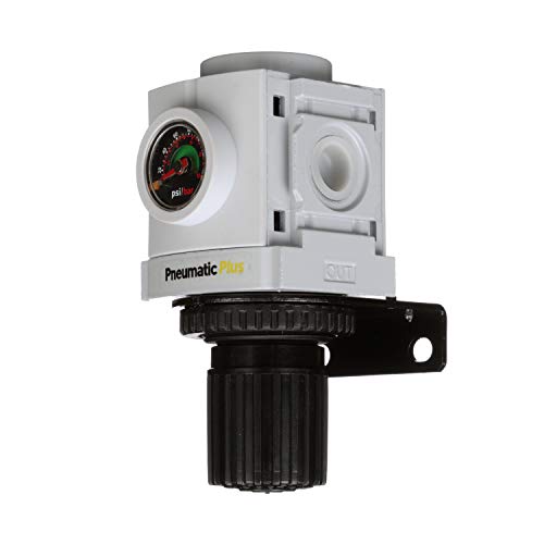 PneumaticPlus PPR Series Compressed Air Pressure Regulator - Embedded Gauge & Bracket Included (3/8" NPT) - size: 3/8" NPT