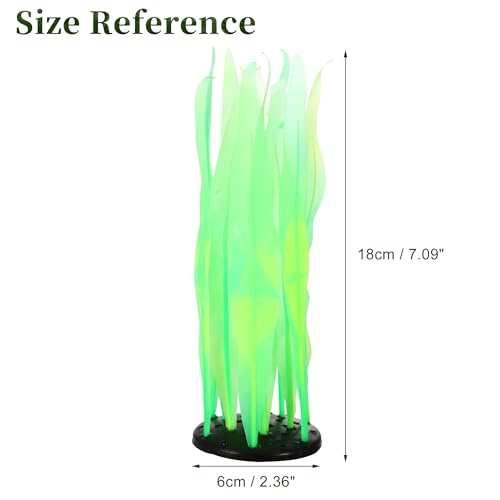 Aquarium Glowing Kelp Plant, Soft Silicone Glowing Fish Tank Decorations, Fluorescence Coral Decor for Aquarium Decor Green 2pcs