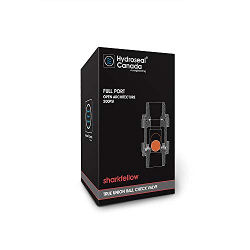 Sharkfellow 1/2’’ PVC True Union Ball Check Valve with Full Port, ASTM F1970, with EPDM Seals, Corrosion-Free, Service Free, Rated at 200 PSI @73F, Gray, 1/2 inch Socket (1/2'')