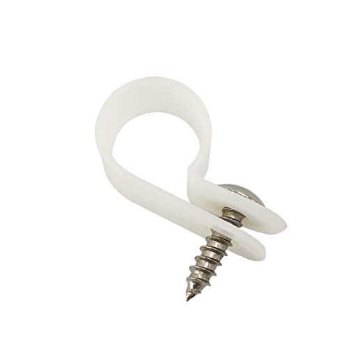 Cable Clamp R-Type Cable Clip Wire Clamp 1/2“ Nylon Screw Mounting Cord Fastener Clips with Screws for Wire Management - 50 Pcs Cable Clamps + 50 Pcs Screws, White - size: 1/2" White