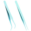 Craft Tweezers, 2 PCS Stainless Steel Sticker Tweezers Kit Multipurpose Straight and Curved Tip Tweezers Small Jewelry Making Tools for DIY Intricate Projects Cardmaking Scrapbooking Stickers Model - color: Green