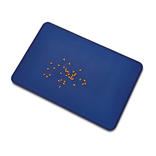 Amazon Basics Waterproof Non-Slip Silicone Pet Feeding Mat with Raised Edges, Prevents Spills, Easy to Clean, Protects Floors for Cat & Dog Food and Water Bowls, 24 x 16 Inches, Blue - color: Blue, style: 24" x 16"