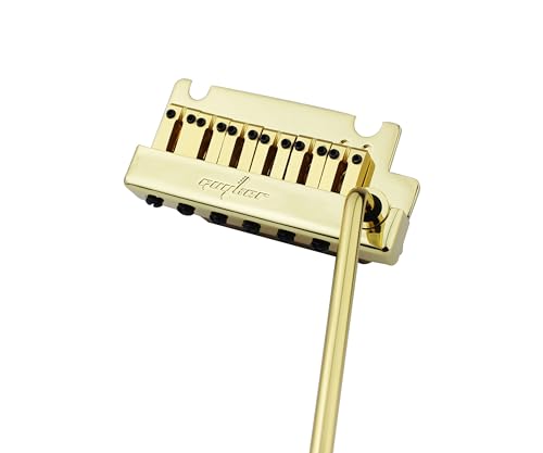 Guyker Guitar Tremolo Bridge String Spacing 10.8MM with Brass Saddle and Brass Block & Bridge Stud, Spring and Claw, Pop-In Vibrato Bar, Complete Install Kit, GG1009 Gold - color: Gold, String Space 10.8mm
