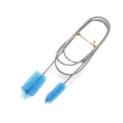 Aquarium Flexible Drain Brush, Stainless Steel Long Pipe Cleaner Flexible Double Ended Bristles Tube Cleaning Brush Cleaning Tool for Home Kitchen Drain Pipe 1PCS