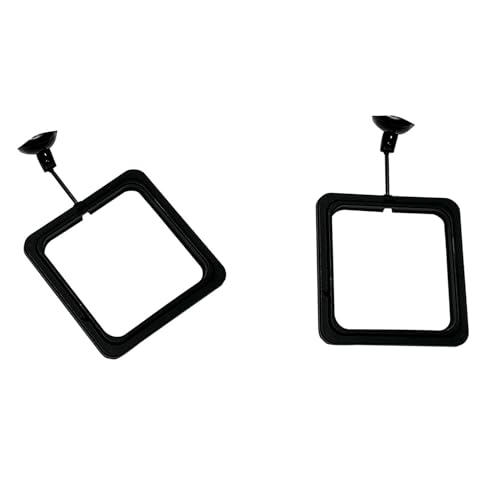 5PCS Fish Feeder Floating Square Suction Cup Feeding Ring Plastic and Rubber 3.15x3.15 Inches for Aquarium Accessories Black