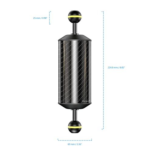 Sea frogs D60mm, 8'', Carbon Fiber Float Arm for Ultralight, Aquatic Arm, Buoyancy Provided 300g, Underwater Camera System Diving Tray Video Light/Strobe GA-6 - color: D60mm, 8'' Carbon Fiber Float Arm