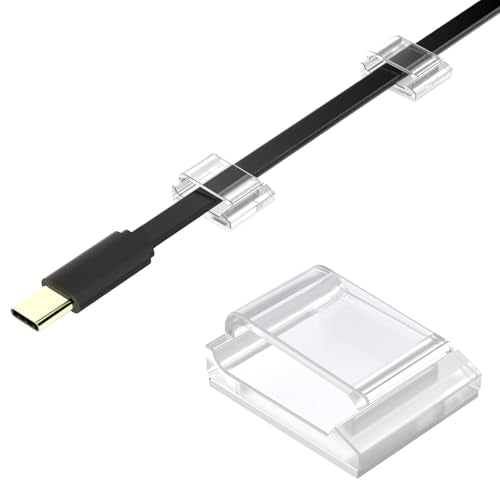 AGPTEK Ethernet Cable Clips, 60 PCS Adhesive Wire Clips, Flat Cord Clips Small Cable Holder Management for Home Wall Flat Ethernet Network Cord Organizer, Decoration Fairy Light Sticky Hooks, Clear - color: Clear, size: 60 PCS