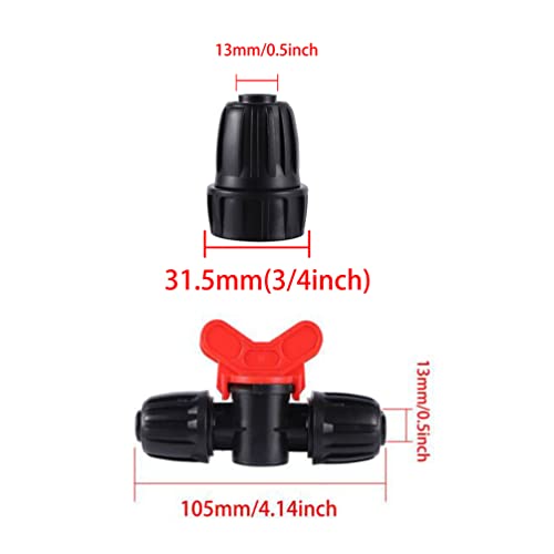 1/2 inch Irrigation Tubing Fittings For (1/2" ID x0.6-0.63" OD) 16mm Drip Tubing Barbed Locked Connectors-2 US Standard 3/4" to 1/2" Faucet Adapters,1 Switch Valve - size: 1/2 inch Irrigation Fittings kit - B