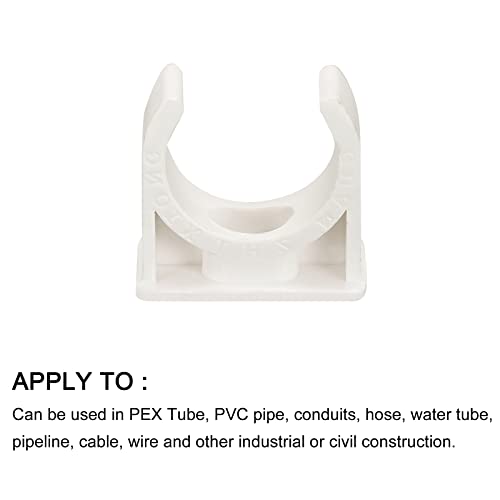 METALLIXITY PVC Water Pipe Clips (23mm/0.91") 6Pcs, Plastic U Shaped Pipe Fitting Clamps - for Tubing Hose Water Supply, White - size: 23mm/0.91"