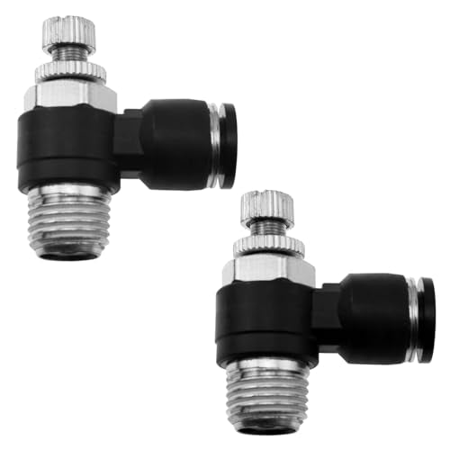 2PCS Air Flow Control Valve PT1/4 Pipeline Valve Quick Pneumatic Connector 90 Degree Elbow Pipeline Accessories For Conveying Air Vacuum Water Regulating And Controlling Flow