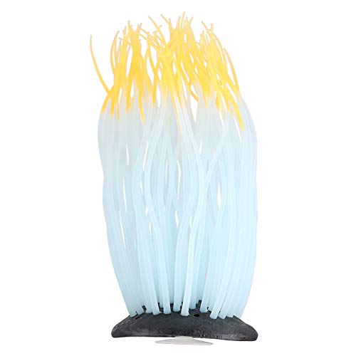 Pssopp Simulation Silicone Luminous Sea Anemone Ornament Artificial Plant Simulation Sea Anemone for Aquarium Fish Decoration with Suction Cup(Orange) - color: Orange