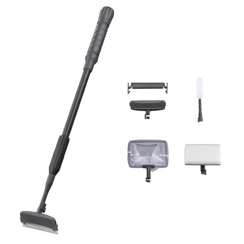 Carefree Fish 4IN1 Aquarium Cleaning Tools Long Handle Adjustable Length 18~24Inch Fish Tank Cleaner Kit Algae Scraper Scrubber Brushes Set - size: 18~24In