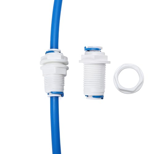 1/4" RO Water Tube Bulkhead Connector Push Quick Connect for RO Water Reverse Osmosis System (Pack of 12) (white) - color: White