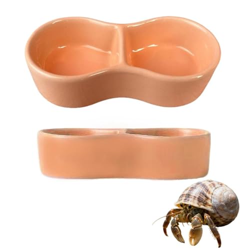 2 PCS Ceramic Hermit Crab Food Dish Reptile Water Dish Hermit Crab Water Bowl Aquarium Accessories for Bearded Dragon Gecko Lizard Snail Frog Turtle Tortoise