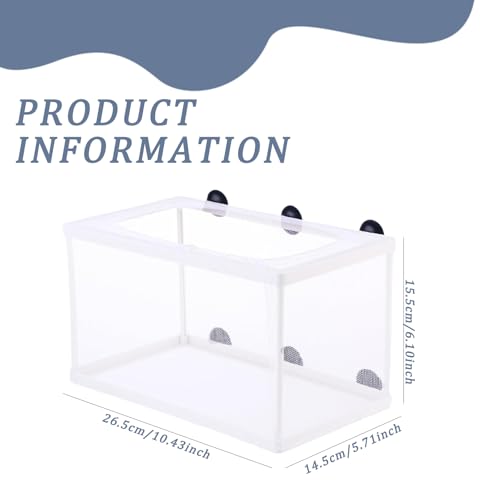 Breeder Box for Fish Tank, 6x5.7x10 Large Fish Breeding Box Net, White Mesh Aquarium Breeder Hang on Nursery with Suction Cups for Baby Hatchery