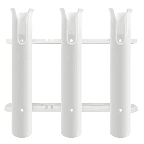 ISURE MARINE Fishing Rod Holder Bracket Wall Mounted Boat Side Mount Tool Holder Tube Links with Screws 2/3/4/6 Pole Tube (White/Black) - color: 3-Link White