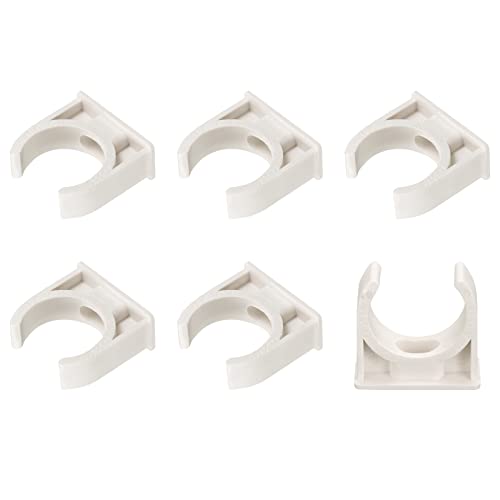 METALLIXITY PVC Water Pipe Clips (30mm/1.18") 6Pcs, Plastic U Shaped Pipe Fitting Clamps - for Tubing Hose Water Supply, White - size: 30mm/1.18"