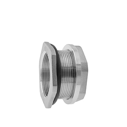 1/2" Bulkhead Water Tank Connector SUS304 Stainless Steel Thru-Bulk Fitting, Pipe Adapter for Rain Barrels, Aquariums, Tubs, Pools - size: 0.5 Inch