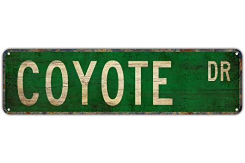Metal Tin Sign COYOTE DR Funny Vintage Sign Retro Metal Signs for Bedroom Kitchen Garden Wall Bar Club Coffee Home Decor 4x16 Inch - color: COYOTE DR, size: 4x16inch