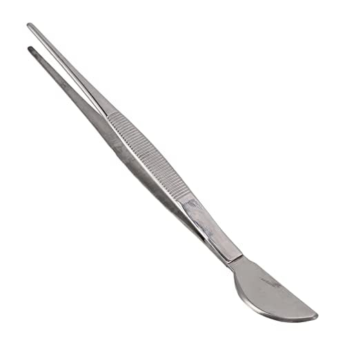 TOPINCN Bonsai Tweezers, Stainless Steel Long Plant Tweezers with Moon Spatula Head, Home Garden Potted Loosening Soil Plan Grass (Straight)