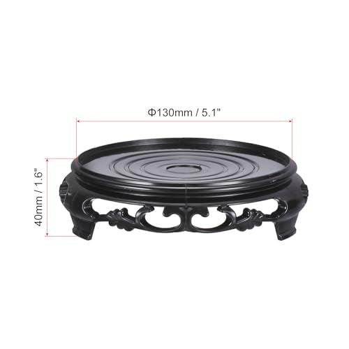 PATIKIL Planter Display Stand, 5.1 Inch Dia Plastic Round Bonsai Base Imitation Wood Style Stand Holder Home Decor Display for Table Lamp Teapot Base, Black - size: 5.1 Inch