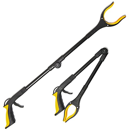 Fish Tank Accessories - 31" Aquarium Tweezers Grabber for Aquarium Landscaping Decoration Grab and Place Garbage Cleanup Foldable Gripper Multi-Function Mobility Aid Reaching Assist Tool(Yellow)