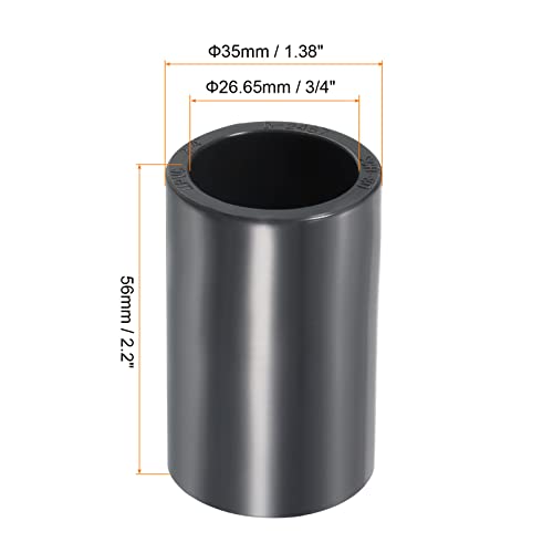 PATIKIL UPVC Pipe Fitting 3/4" Socket Schedule 80, 3 Pack Straight Coupling Adapter Connector, Gray - size: 0.75 Inch