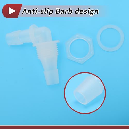 1 Set Aquarium Plastic Hose Barb Fitting 7/16" Hose Elbow Connectors Aquarium Tank Air Pump Hose Joints Clear PP - size: 7/16"-G1/2
