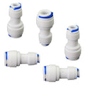 Water purifier adapter, 1/4" x 3/8" pipe quick connector, outer diameter 1/4 to 3/8 inch quick push plastic pipe connector, suitable for reverse osmosis filtration RODI system 5PCS - style: 1/4 to 3/8 quick connect straight through